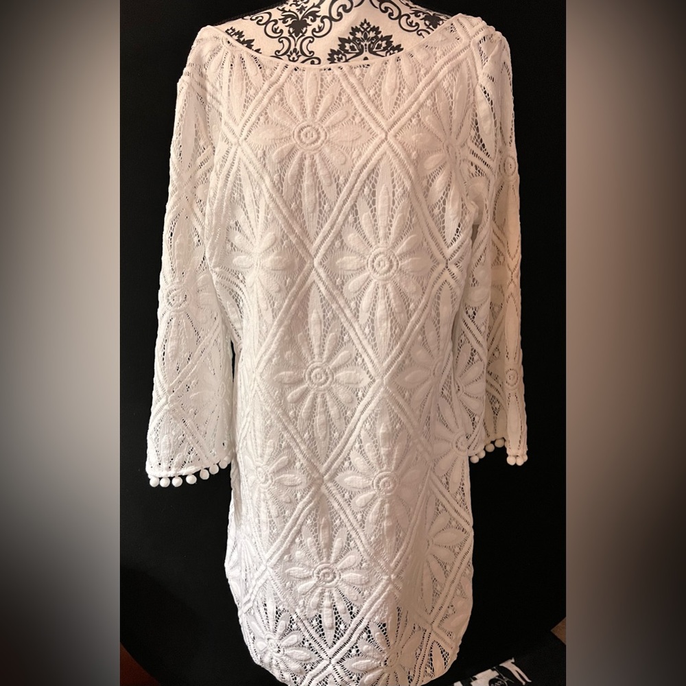 Lilly Pulitzer Topanga Crocheted Dress in Resort White size XL NWT